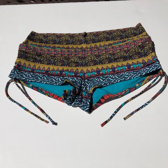 la Vie en Rose Aqua Mid Rise Geometric Print Bikini Bottoms Multi Colors Size S - Picture 2 of 9